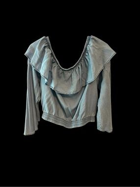 Cavalini Blue Ruffled Off-Shoulder Blouse